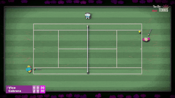 gif of power play winner on grass in Twin Stick Tennis