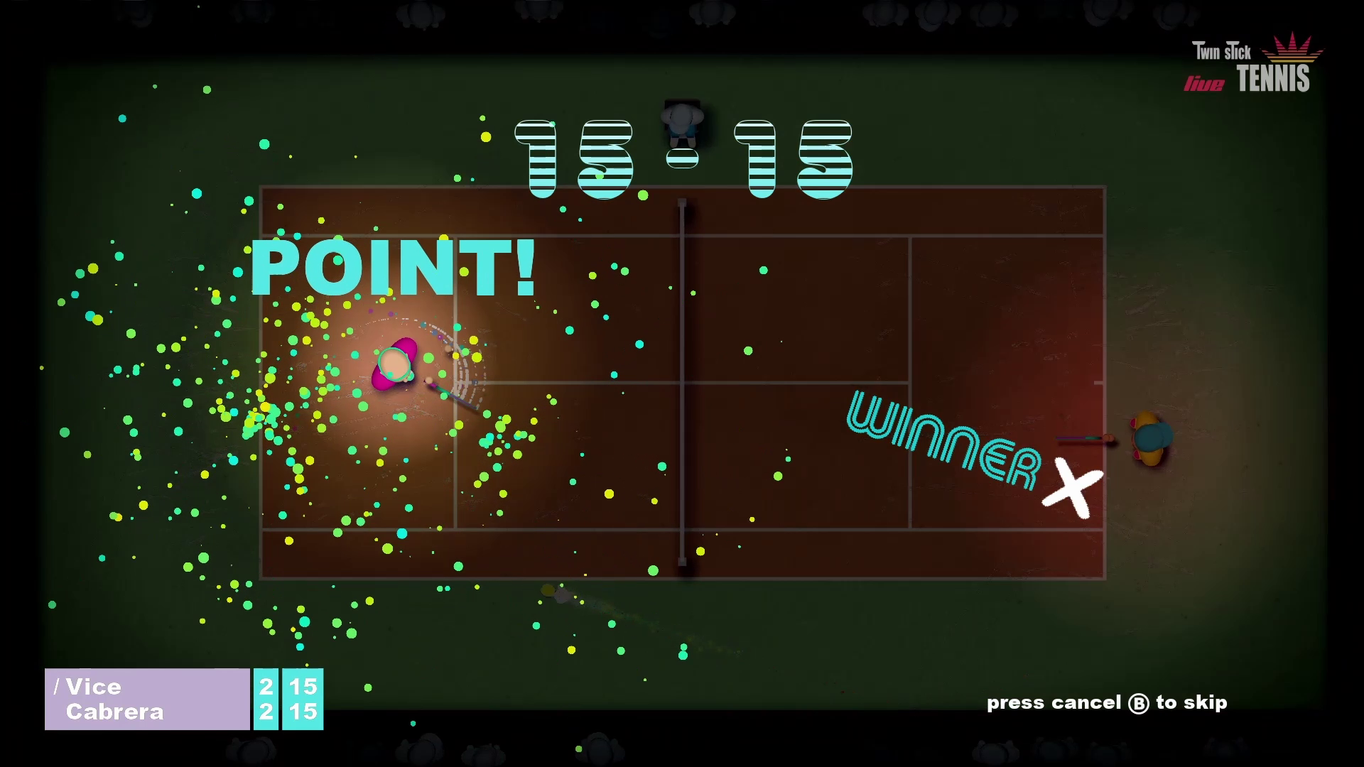 twin stick tennis point won screenshot